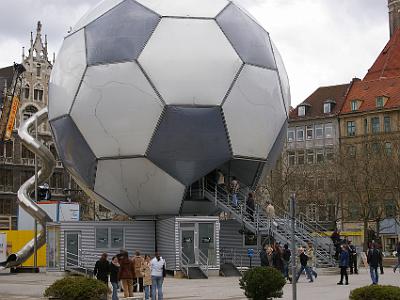 Friday 14 April, 2006  Right behind the town hall is this monument to soccer (which the Europeans refer to as football).