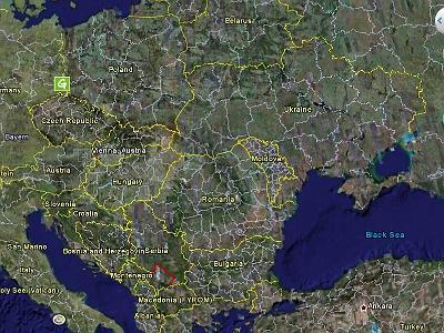 Saturday 15  April, 2006  Our 777 flies over Romania and from my window seat I can see the extreme flooding from recent rains. Romania appears to be undeveloped when compared with the rest of Europe. The flight continued over the Black Sea to Turkey.