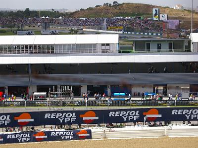 Saturday 25 March, 2006  The garages. Right in front is the Rizla Suzuki garage and Sete Gibernau's Ducati garage is the one on the far left.