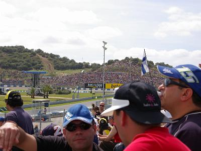 Saturday 25 March, 2006  We returned to our seats and there really wasn't enough room. The seats were steel benches and not proper seats like at the Oz GP.  Look at how full the stand at turns 9 and 10 is.