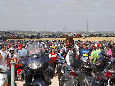 Saturday 25 March, 2006  The motorcycle parking area is full and the freeway exit in the background is at a standstill.