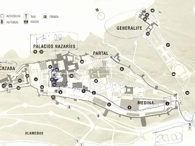 The tourist map of the Alhambra.   END OF OUR STOPOVER IN GRANADA     We return to Madrid.