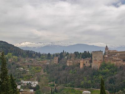 Saturday 1 April, 2006  A classic shot of the Alhambra taken from Mirador San Nicolas in the Albaicin.