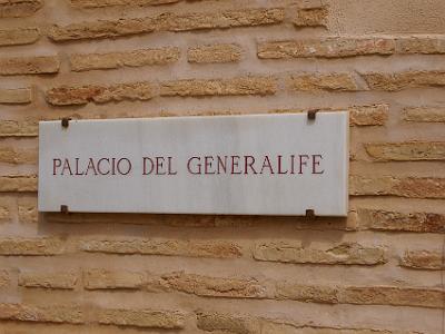 Sunday 2 April, 2006  The name Generalife, its name from the 14th Century onwards, is a corruption of Jinnah al-`Arif, for which two interpretations have been proposed: "the Garden of the Architect," or "the Noblest of Gardens."