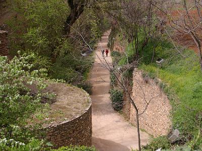 Sunday 2 April, 2006  After completing our tour of the Generalife, we walk down to the Alhambra itself. Water from the Rio Darro went first to the Generalife and then via aqueduct to the Alhambra.