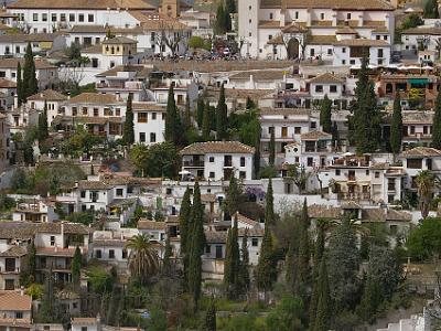 Sunday 2 April, 2006  The Albaicin. The Mirador de San Nicolas, from where Jenni took the great shots of the Alhambra, is near the top of the picture (where the crowds of people are).