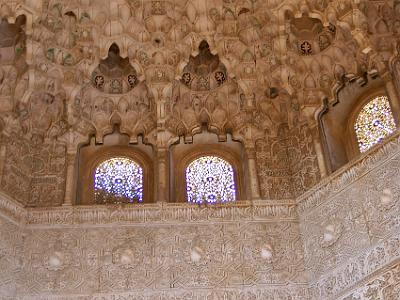 Sunday 2 April, 2006  Honeycomb  or mocárabe vaulting in the Hall of the Two Sisters. The two sisters are two large flawless pieces of marble that form part of the flooring.