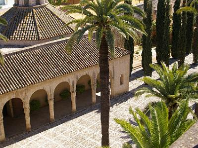 Wednesday 29 March, 2006  The mezquita from the palace. Note the beautiful secluded garden behind the cypress trees.