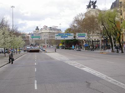 Wednesday 22 March, 2006  Al Qaeda was not directly responsible but  the Spanish people connected it with support  for the "war on terror".   A Morrocan was charged with the attack in 2007;  12 months after our visit.  Here, we're crossing the road to the station.