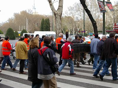 Wednesday 22 March, 2006  The coffin no doubt signifies the death of some industry or benefit.