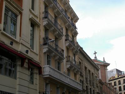 Wednesday 22 March, 2006  The architecture is mind blowing. We particularly liked the wrought iron balconies that feature so heavily in this older part of Madrid.