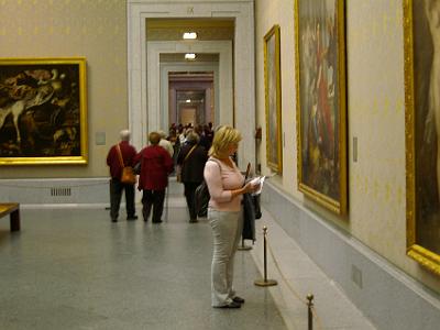 Wednesday 5 April, 2006  On the first floor, works by Greco, Tiziano, Poussin, Rembrandt, Rubens, Ribera, Velaquez, Ribera, Murillo, Goya