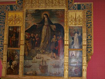 Sunday 26 March, 2006  The Madonna shelters a group of Native Americans under her cloak. In the right foreground is the Holy Roman Emperor Charles V, Ferdinand and Isabella (the Catholic Kings) and members of the Casa de la Contratación de las Indias.