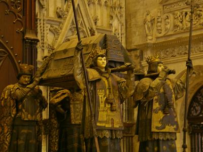 Monday 27 , 2006  This is his sepulchre. It is held aloft by four huge allegorical figures representing the kingdoms of León, Castile, Aragón and Navarra.