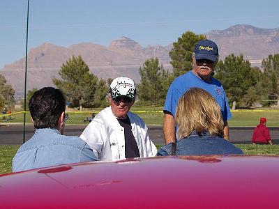 Monday 13 March, 2006  Mike Keville (in the white) is the guy who started the Vintage Stunt Competition nearly 20 ago. The lady with her back to us is Shareen Fancher, a long time friend of the family. Bob and Jenni are the others.