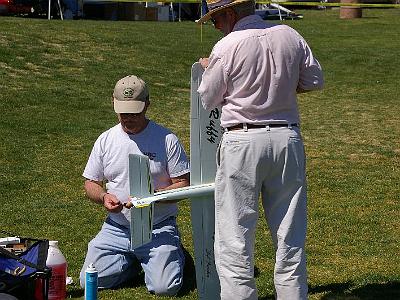 Tuesday 14 March, 2006  Ted doing some adjustments. He's being assisted by Bob Hazel from California. Bob is a New Zealander who is a permanent US resident.