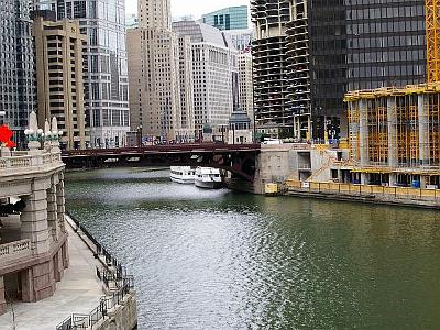 Monday 20 March, 2006  In the 19th century,  the Chicago river was re-engineered, for reasons of sanitation, to divert water from the lake into the river instead of vice versa. It now empties into the Mississippi Basin and on to the Gulf of Mexico.