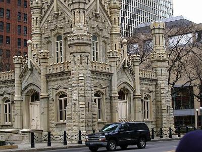 Monday 20 March, 2006  The Chicago Water Tower was built in 1869 to house a 138 foot tall standpipe that could hold water and give the pressure needed for controlling water surges and to fight fires.