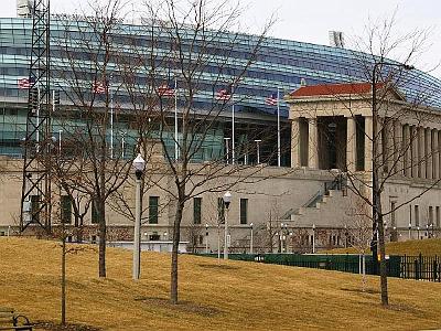 Monday 20 March, 2006  The stadium reopened in 2003 after a complete rebuild.  It was originally called the Municipal Grant Park field and parts of the older complex have been retained such as the structure in the foreground.