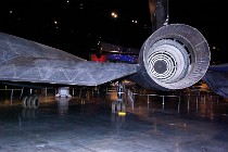 If the SR71 was at Mach 3.2, the tertiary doors (4 outboard, 3 Inboard) would be closed. The convergent/divergent ejector flaps (the nozzle) doors appear to be fully open in which state  the SR71 could travel at Mach 3.2.  The last stage of the J58 turbojet is in front of the four afterburner spray rings which is front of the  afterburner liner. : 2009-11-04 USA Air Force Museum