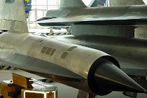 Lockheed manufactured two M-21 airframes; the other one was lost in a D-21 launch accident in 1966. The nose cone and engine bleed vents are very apparent in this picture. Air exits or enters these vents depending on the SR71's air speed.